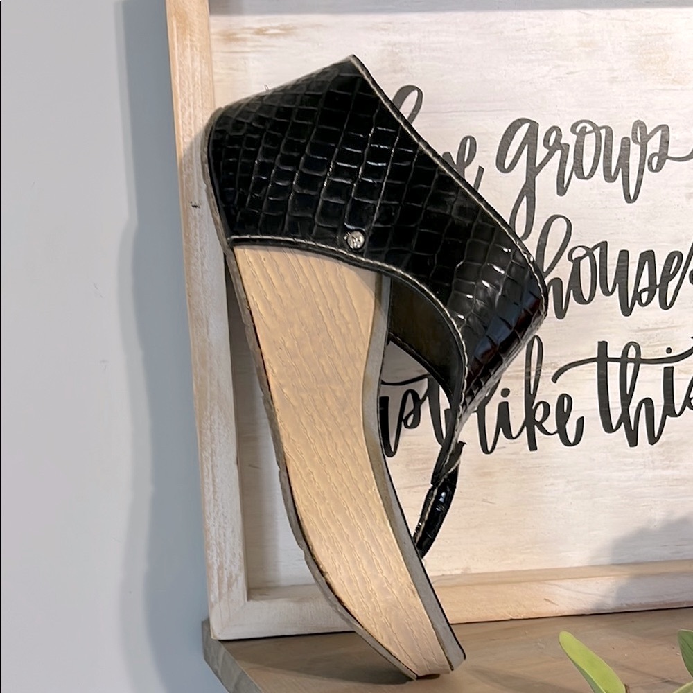 Black Wedge Sandals